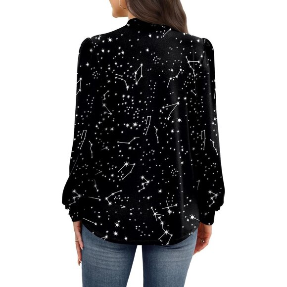 Women's Long Sleeve Mock Neck Pleated Blouse Dressy Casual Fall Top 2025 - Picture 5 of 5